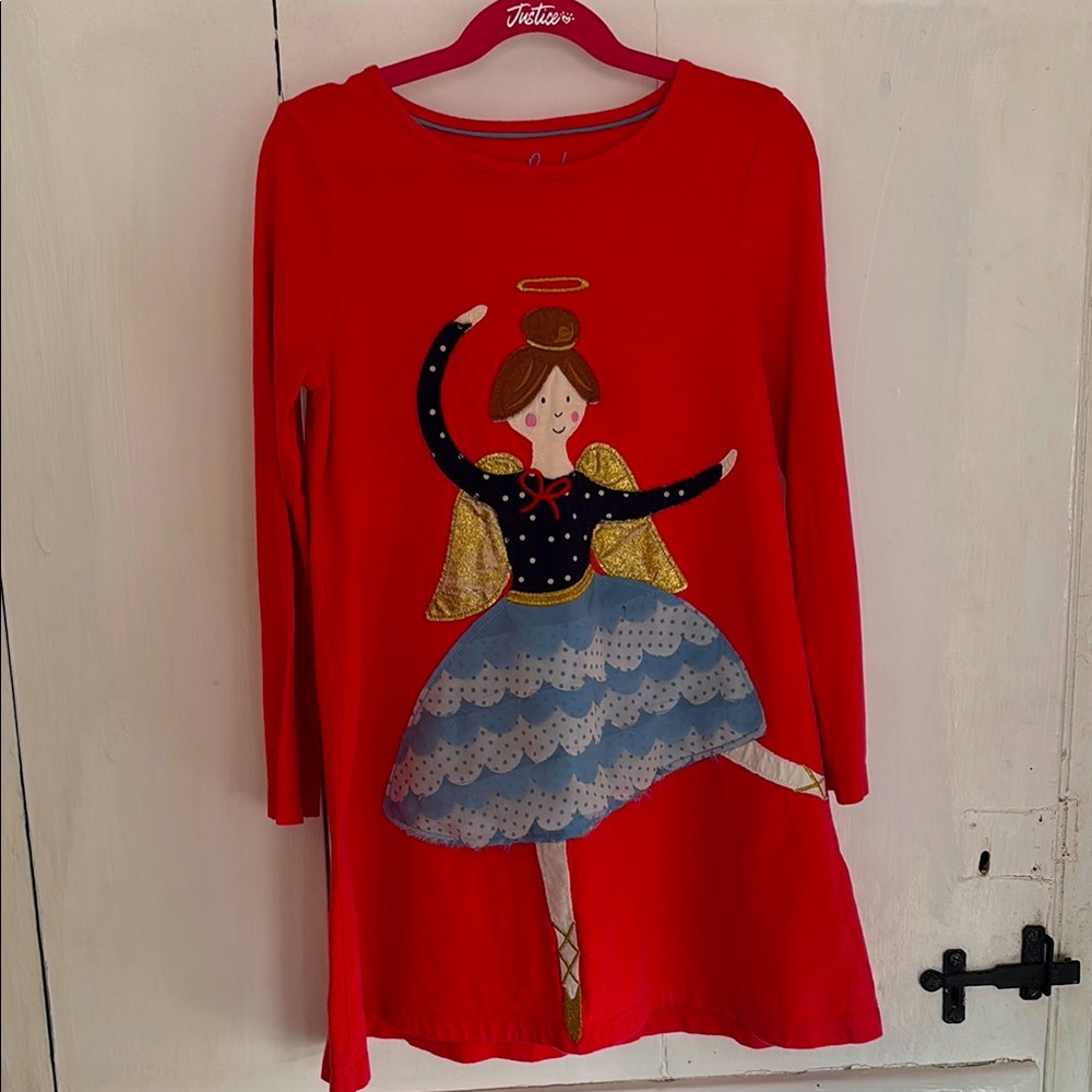 Mini Boden Red and Blue Long Sleeve Dress